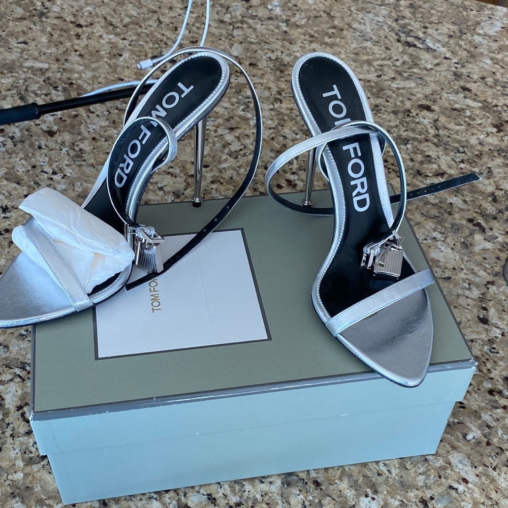 Tom Ford Metallic Silver Heels
